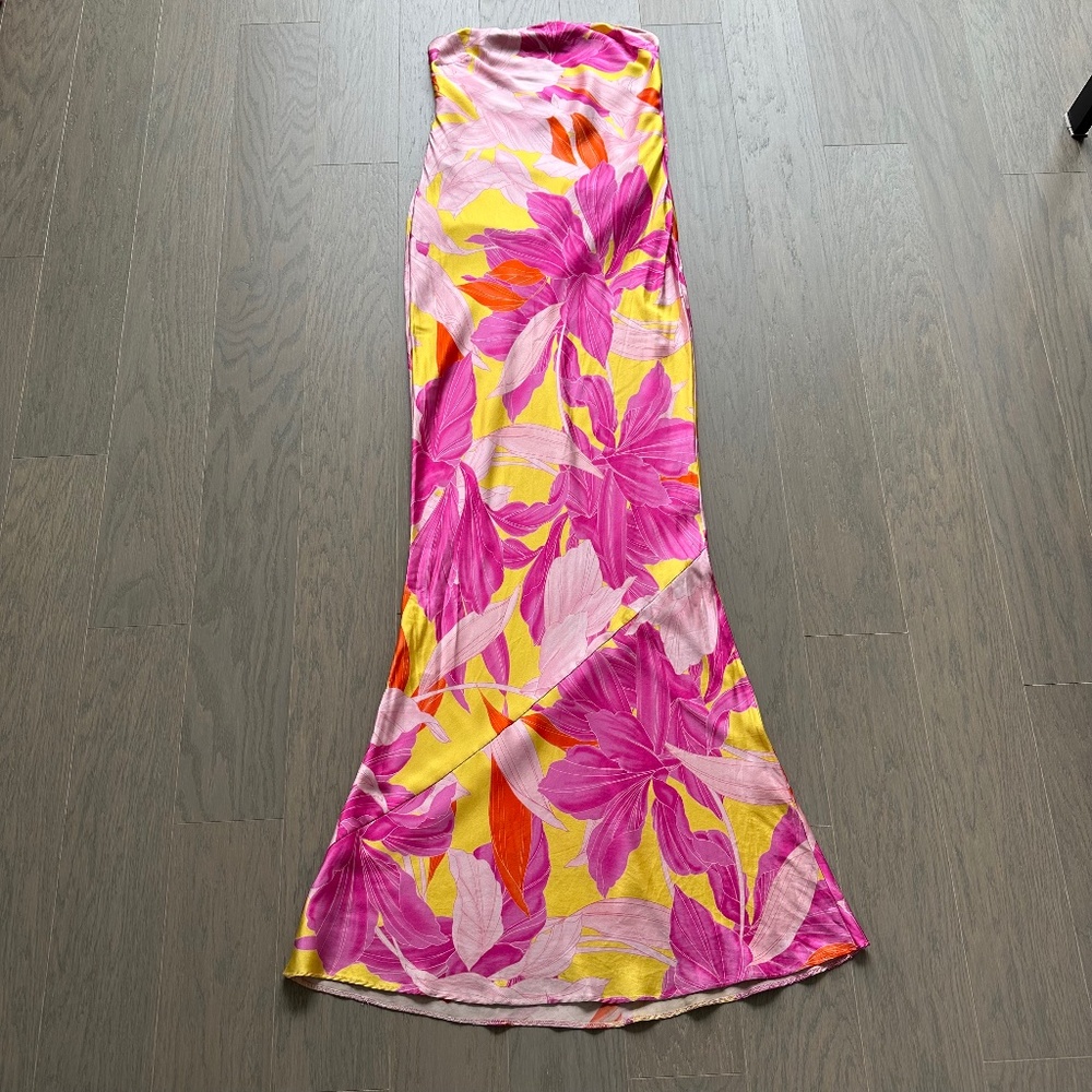 Retrofete Keaton Botanical Floral Silk Strapless Gown Maxi Dress - Picture 4 of 15